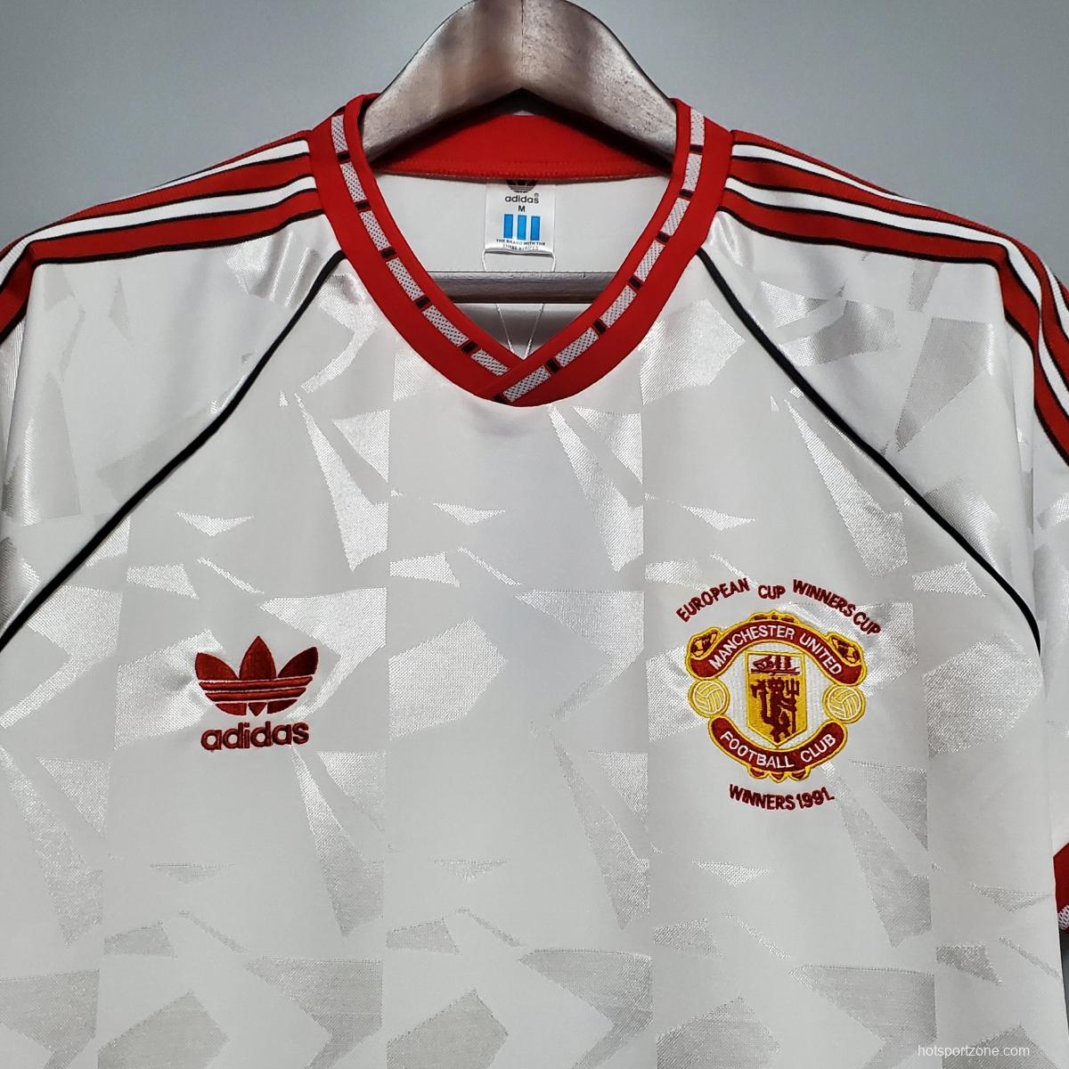 Retro 1991 Manchester United white Soccer Jersey