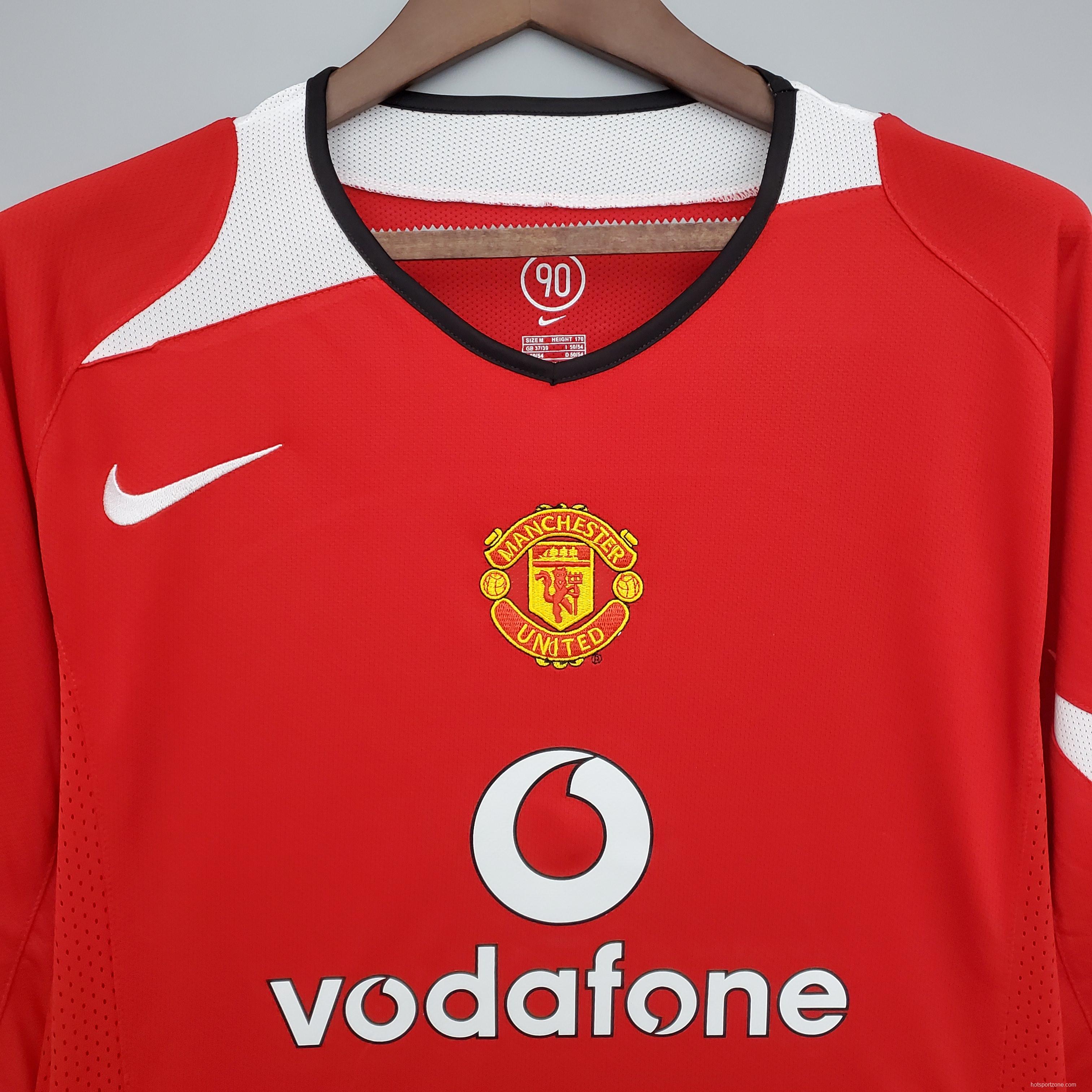 Retro Manchester United long sleeve 04/06 home Soccer Jersey