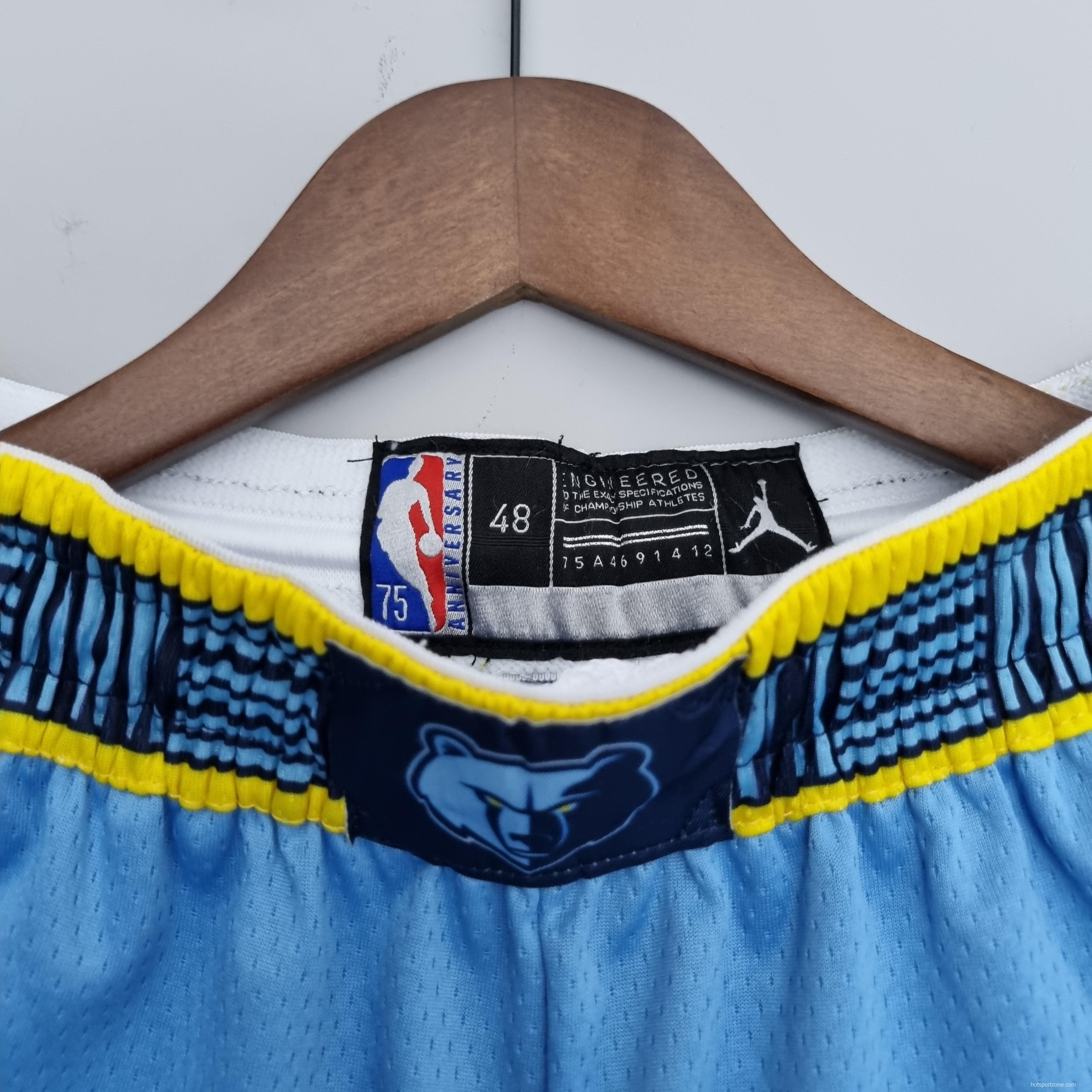 75th Anniversary Memphis Grizzlies Jordan Edition Blue Shorts NBA