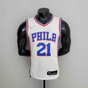75th Anniversary Philadelphia 76ers EMBIID#21 White NBA Jersey