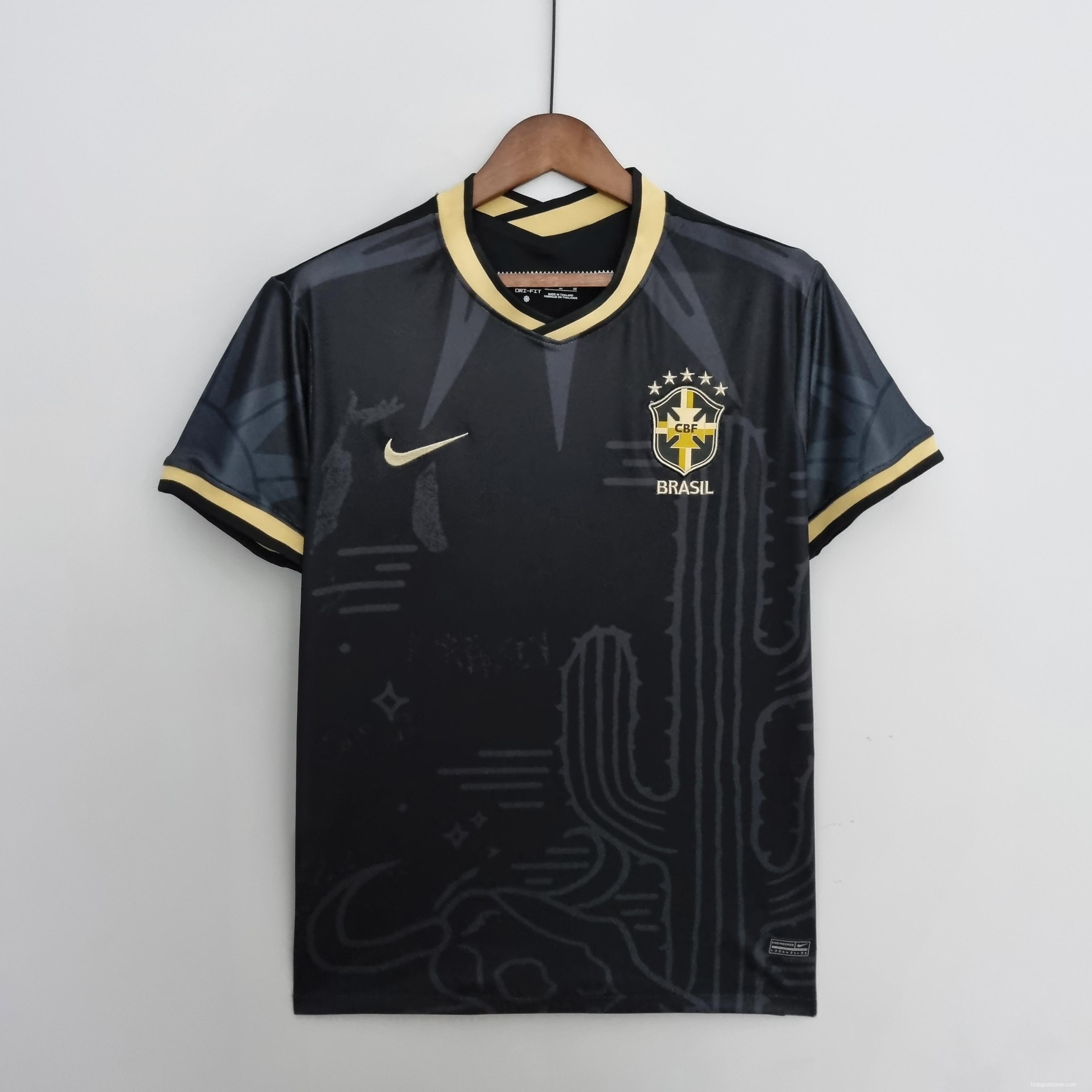 2022 Brazil Black Soccer Jersey