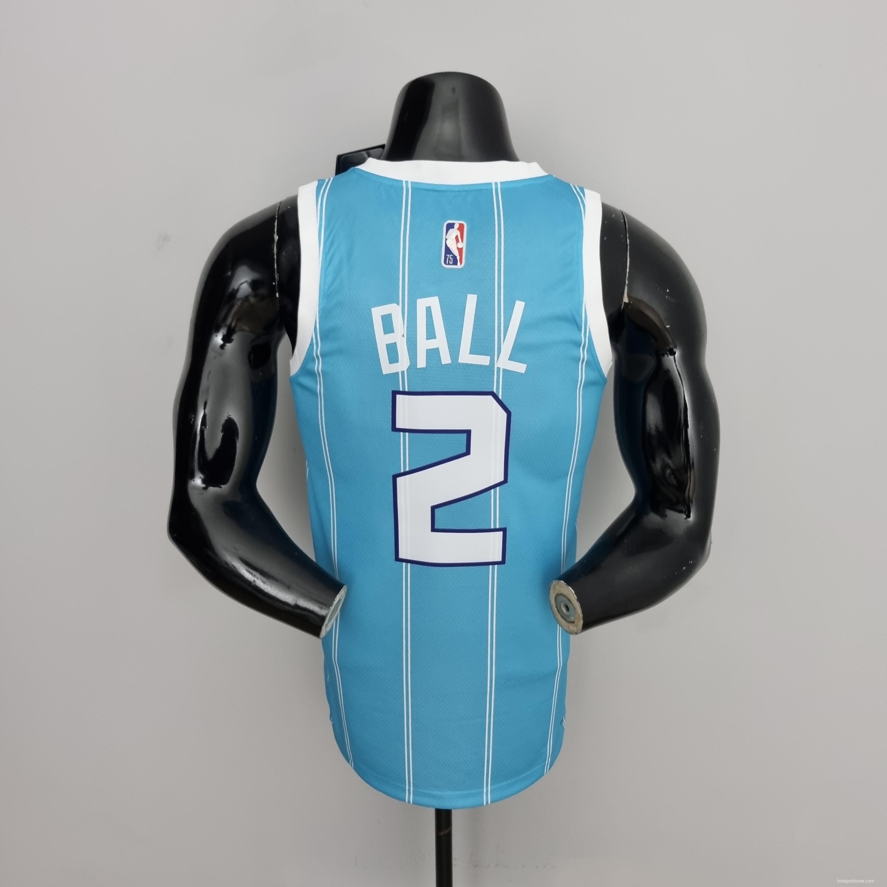 75th Anniversary Ball #2 Charlotte Hornets Blue NBA Jersey