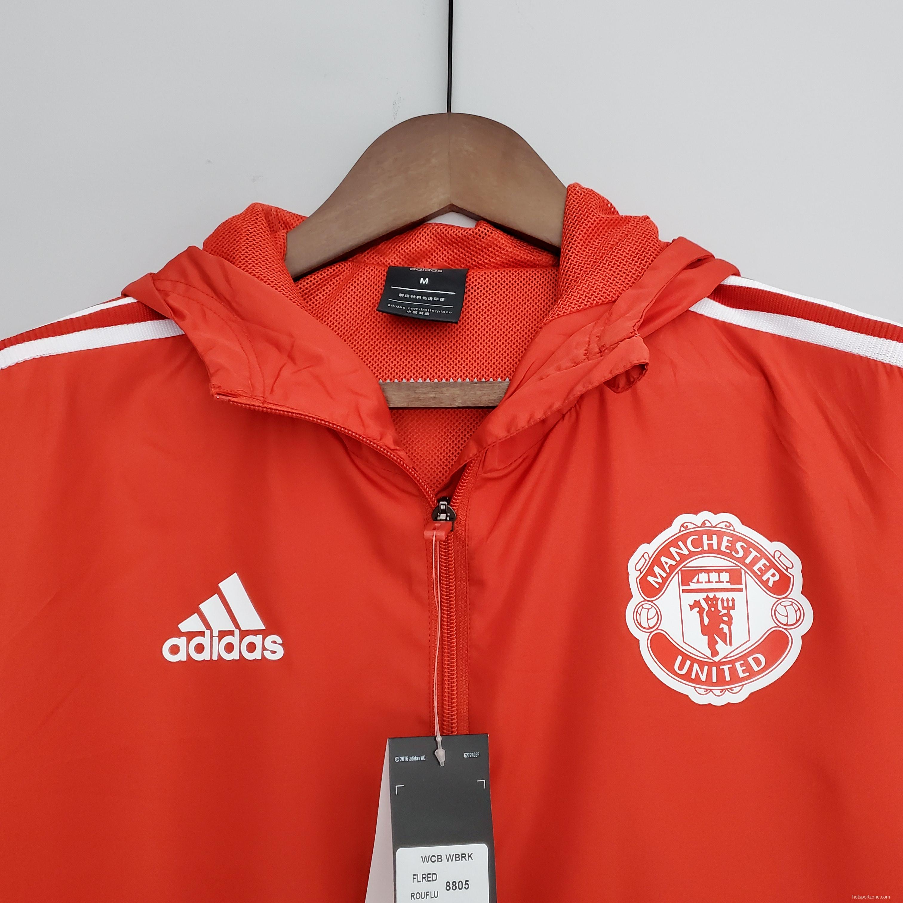 2022 Manchester United Windbreaker Red Soccer Jersey