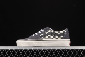 Vans Suede Sk8-Low grey rice and white checkerboard check low-top casual board shoes VN0A4UUK2V4