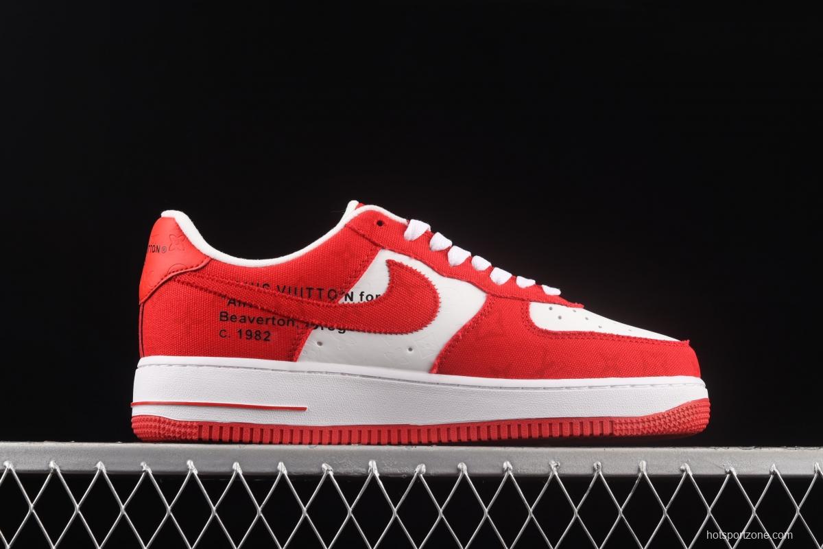 NIKE Air Force 1x07 Low LV printed canvas spliced low-top casual board shoes LA2314-102,