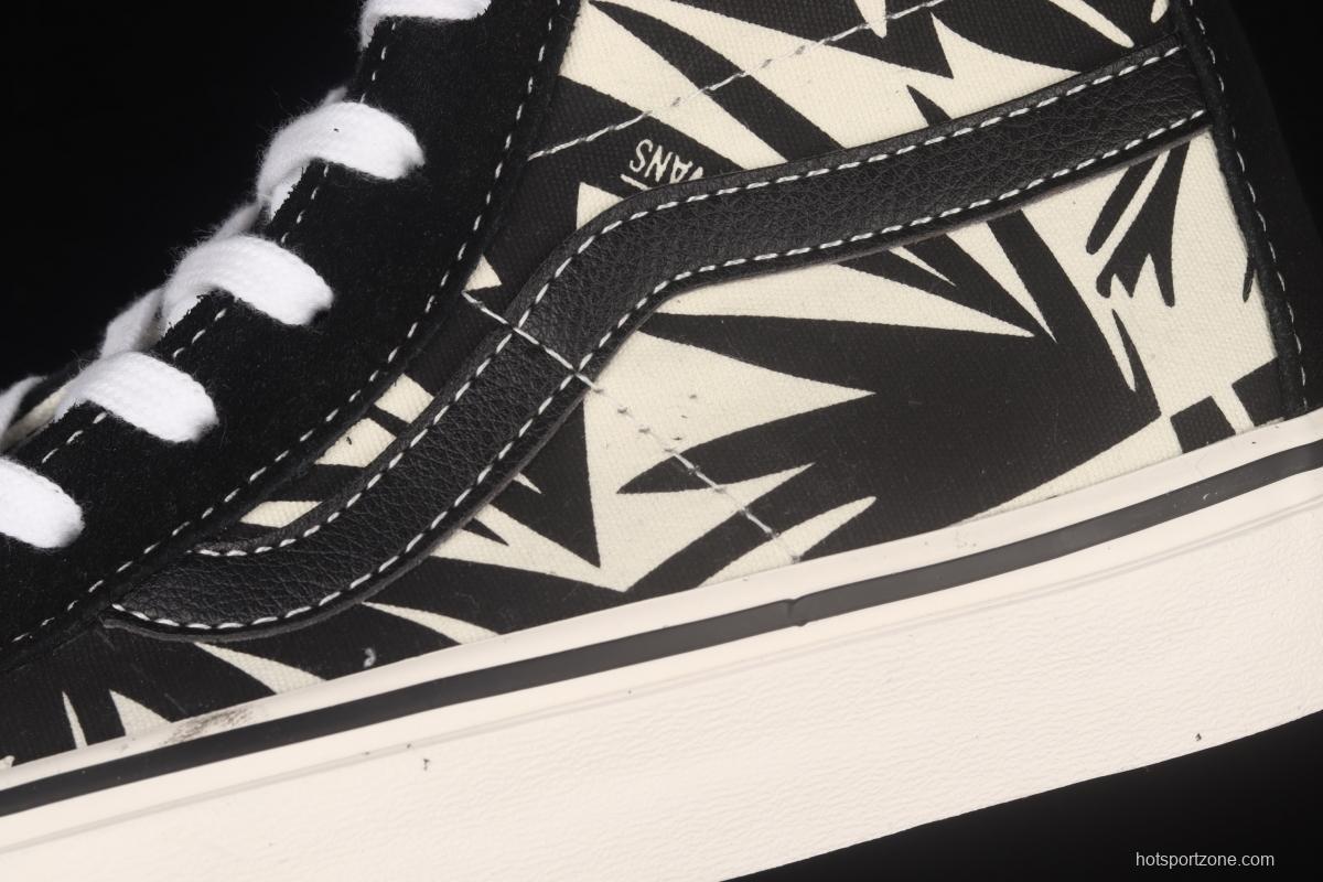 Vans Sk8-Hi 138Decon black and white printed high-top casual board shoes VN0A3MV136K