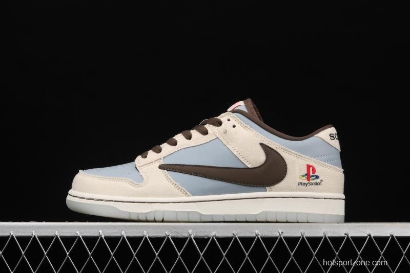 Travis Scott x PlayStation x NIKE DUNK Low tripartite joint name barb low-top skateboard shoes CU1726-800