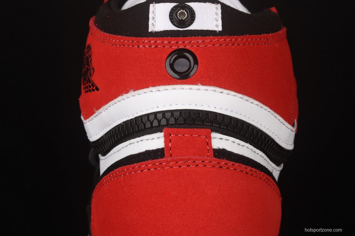 Air Jordan 1 Switch wine zipper high top cultural basketball shoes CW6576-700