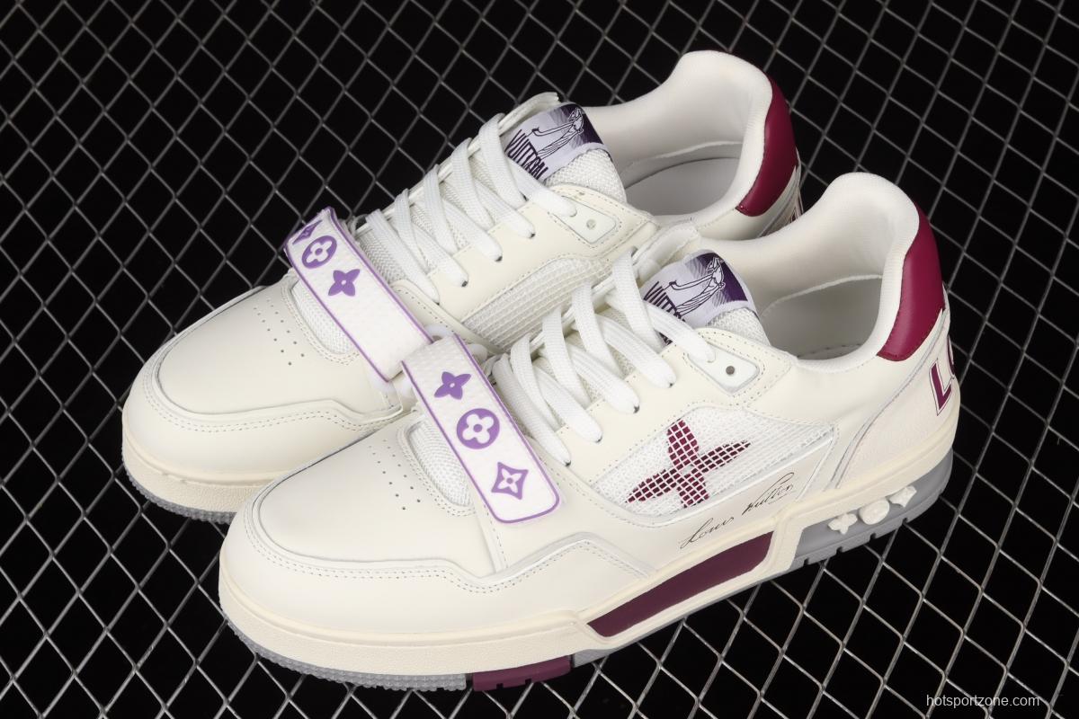 Authentic LV 2021ss early spring fashion catwalk sneakers 400N 51White Purple