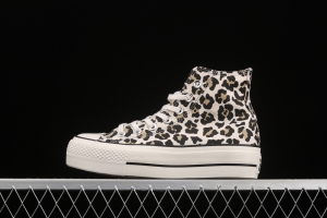 Converse All Star Lift classic leopard print thick-soled high-upper canvas shoes 570915C