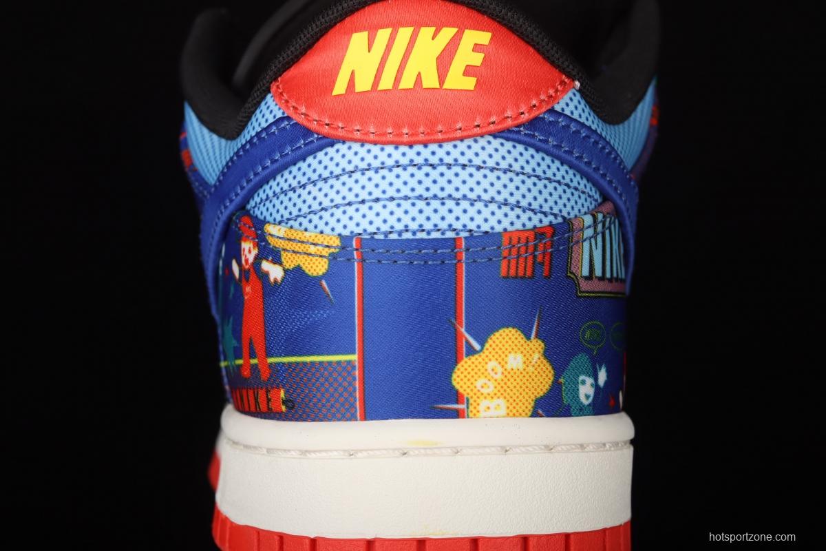 NIKE SB DUNK Low dunk series blue-red firecrackers scraping music low-side leisure sports skateboard shoes DD8477-446