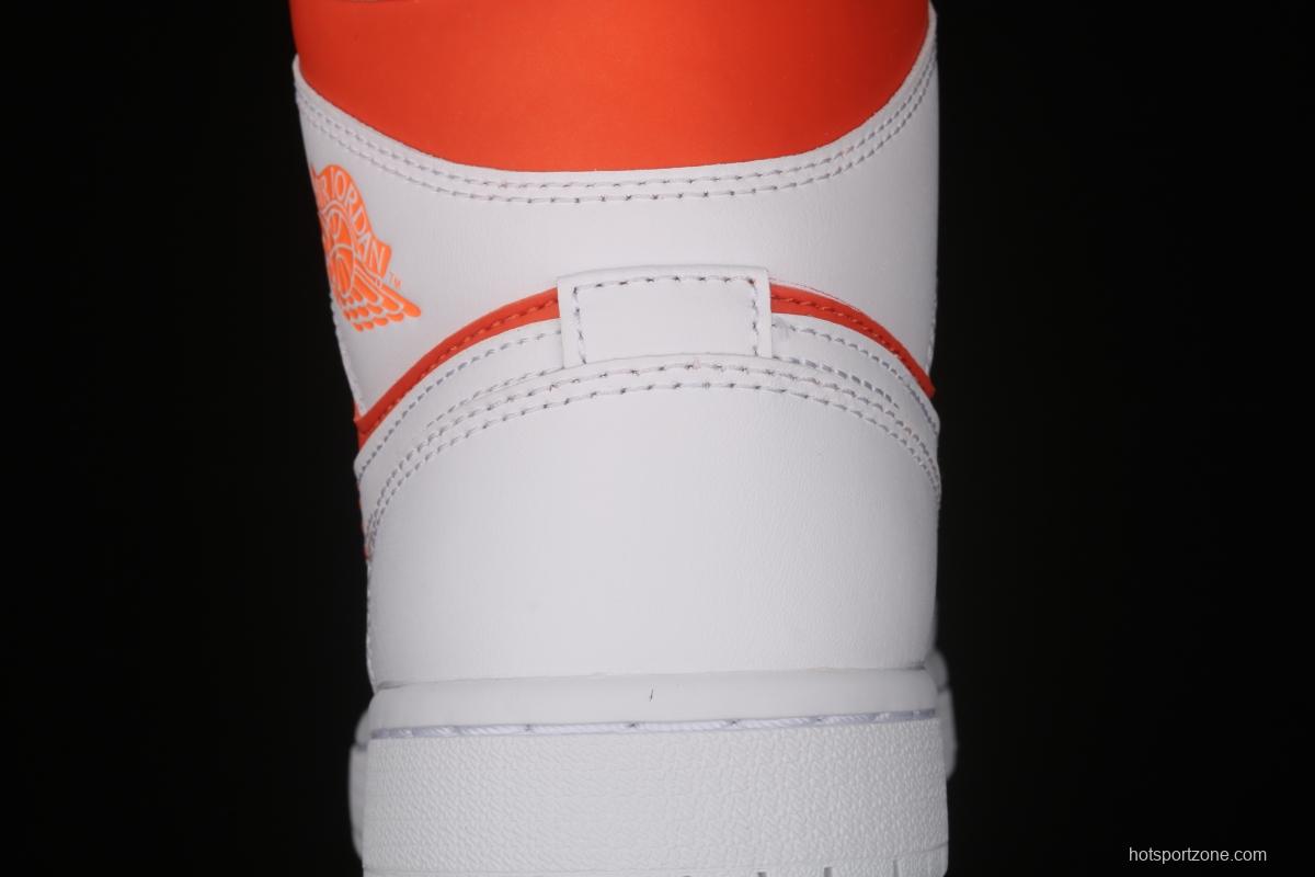 Air Jordan 1 Mid White Orange Zhongbang Basketball shoes CZ0774-800