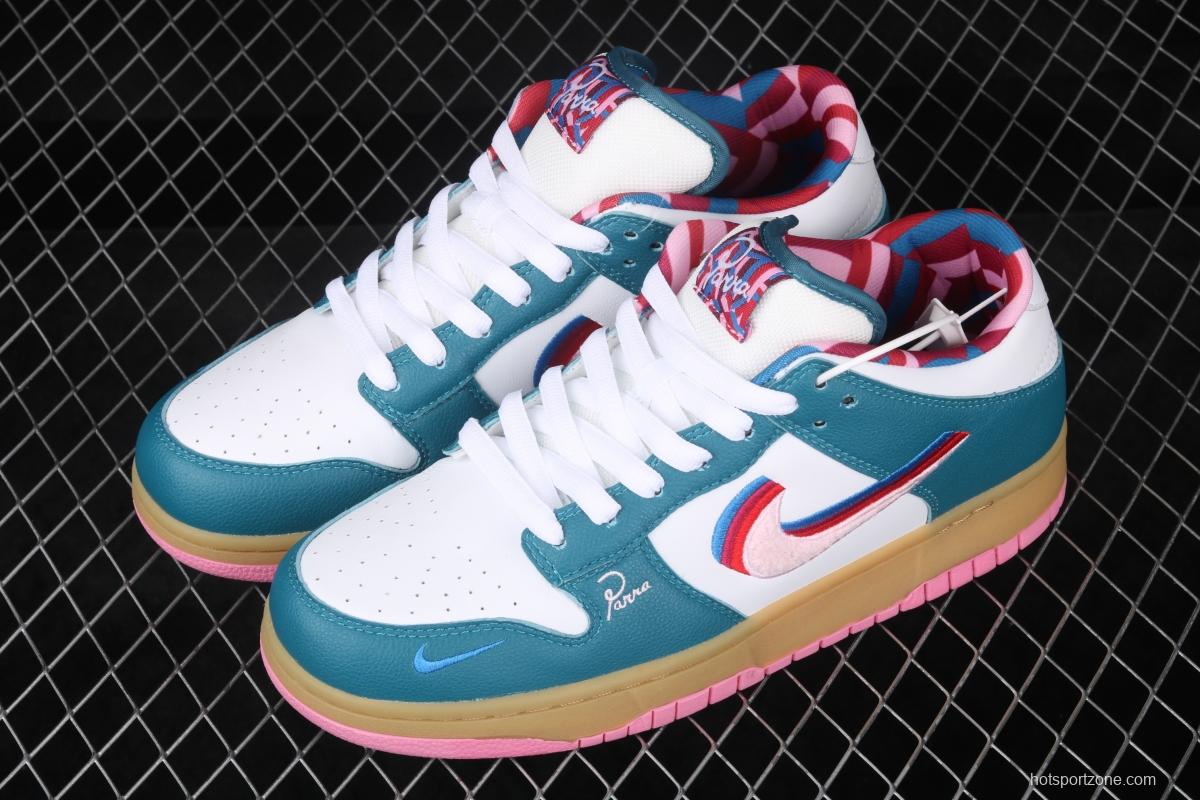 Parra x NIKE SB DUNK Low CN4504-105joint style tricolor hook embroidery rainbow geometric pattern casual low-top skateboard shoes