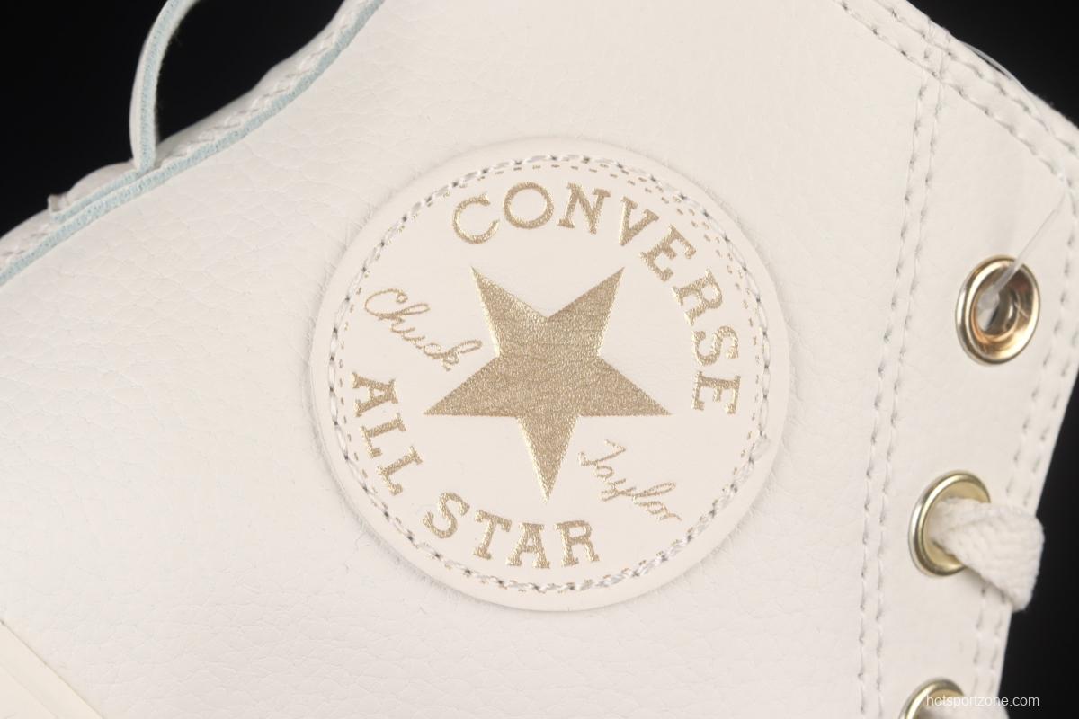 Converse Converse vanilla gold foil ice cream heightened thick soles and high upper canvas shoes 572574C