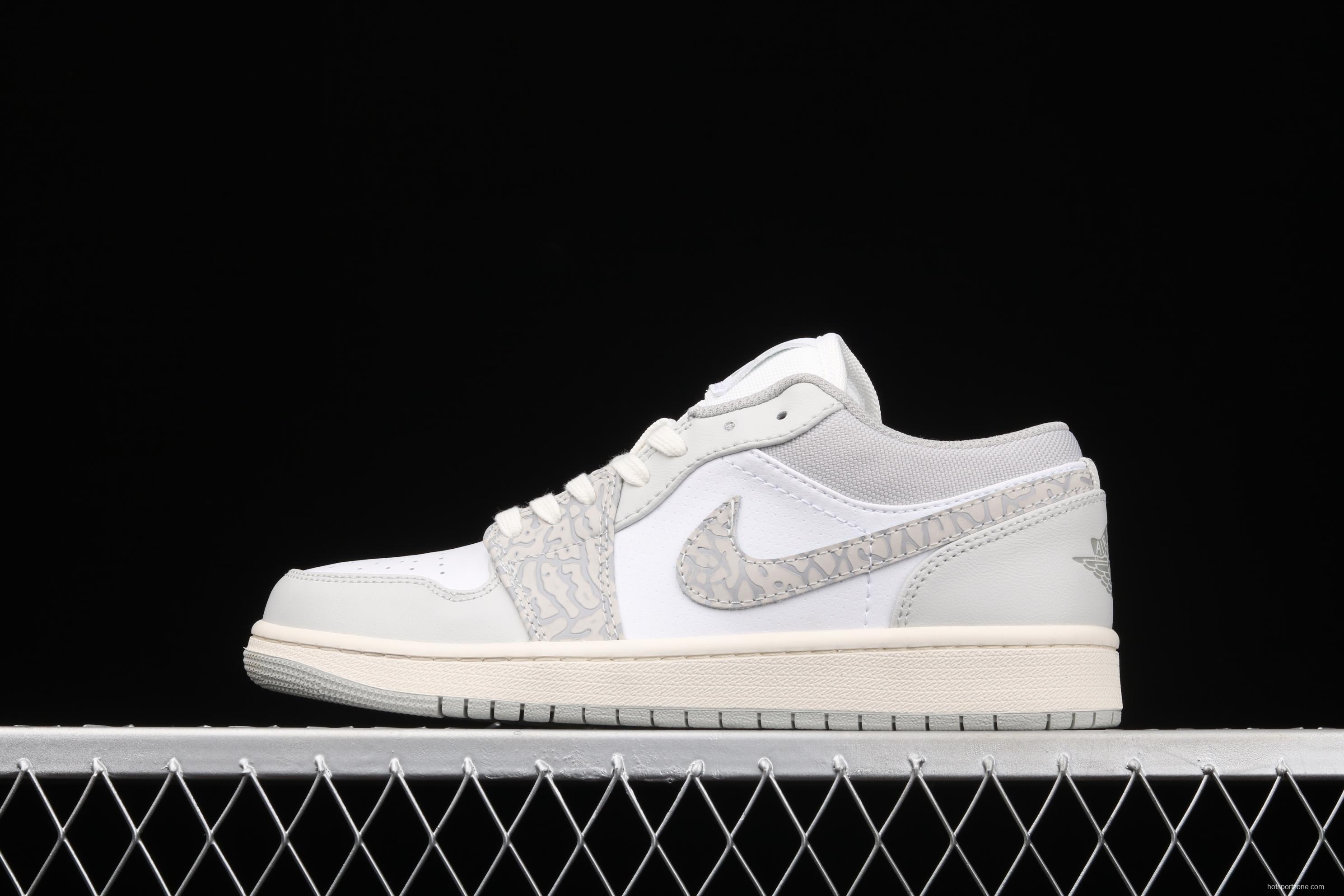 Air Jordan 1 Low Prm Elephant Print low side white ash explosion crack DH4269-100