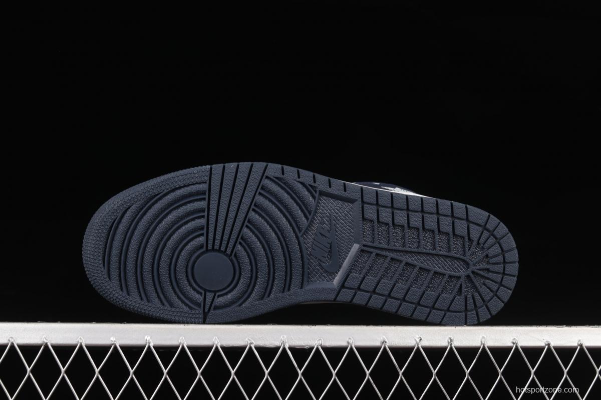 Air Jordan 1 Mid obsidian basketball shoes 554724-174