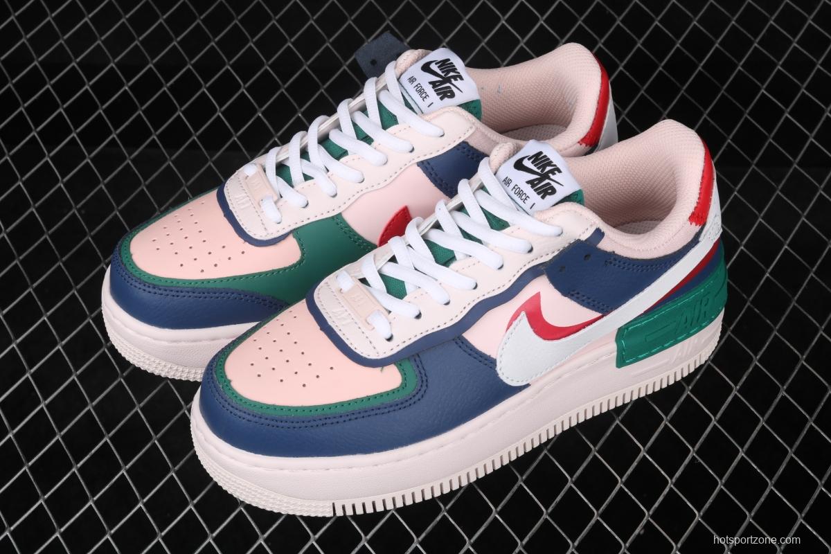 NIKE Air Force 1 ShAdidasow blue, pink and green light weight heightened low-top white board shoes CI0919-400