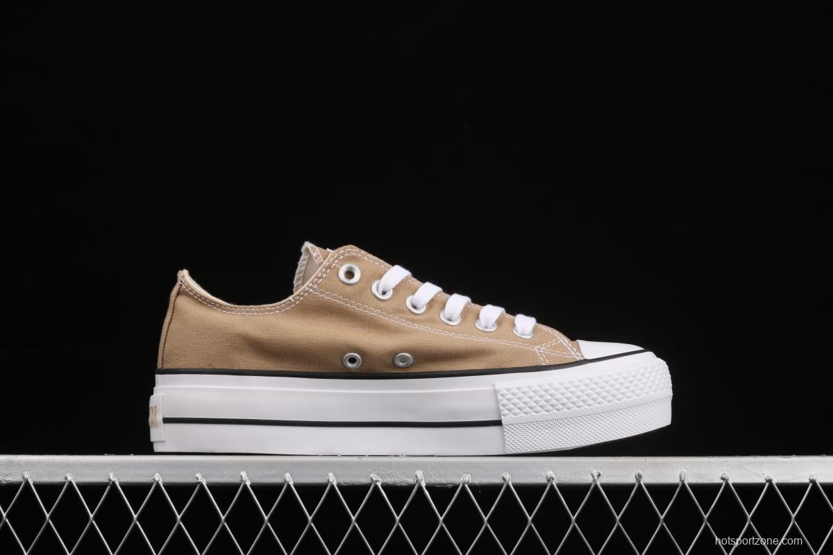 Converse All Star Lift Converse khaki full-bottomed casual shoes 5CL367
