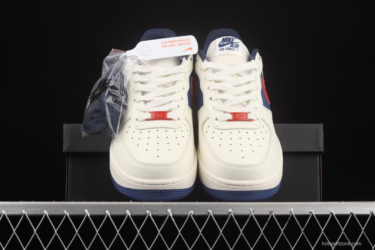 NIKE Air Force 1x07 Low white, blue and red stitching low-top casual board shoes CW2288-901