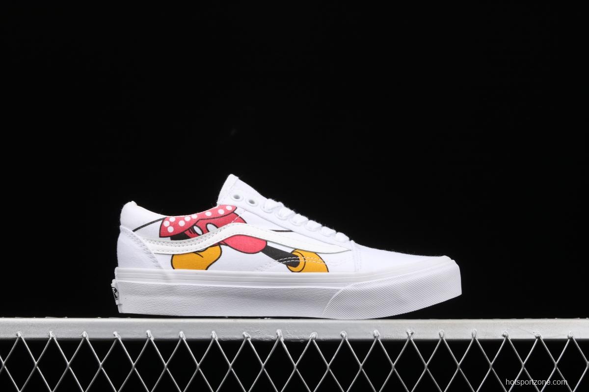 Vans Old Skool x Disney customized Mickey Mouse printed minimalist style low-top shoes VN000D3HY28