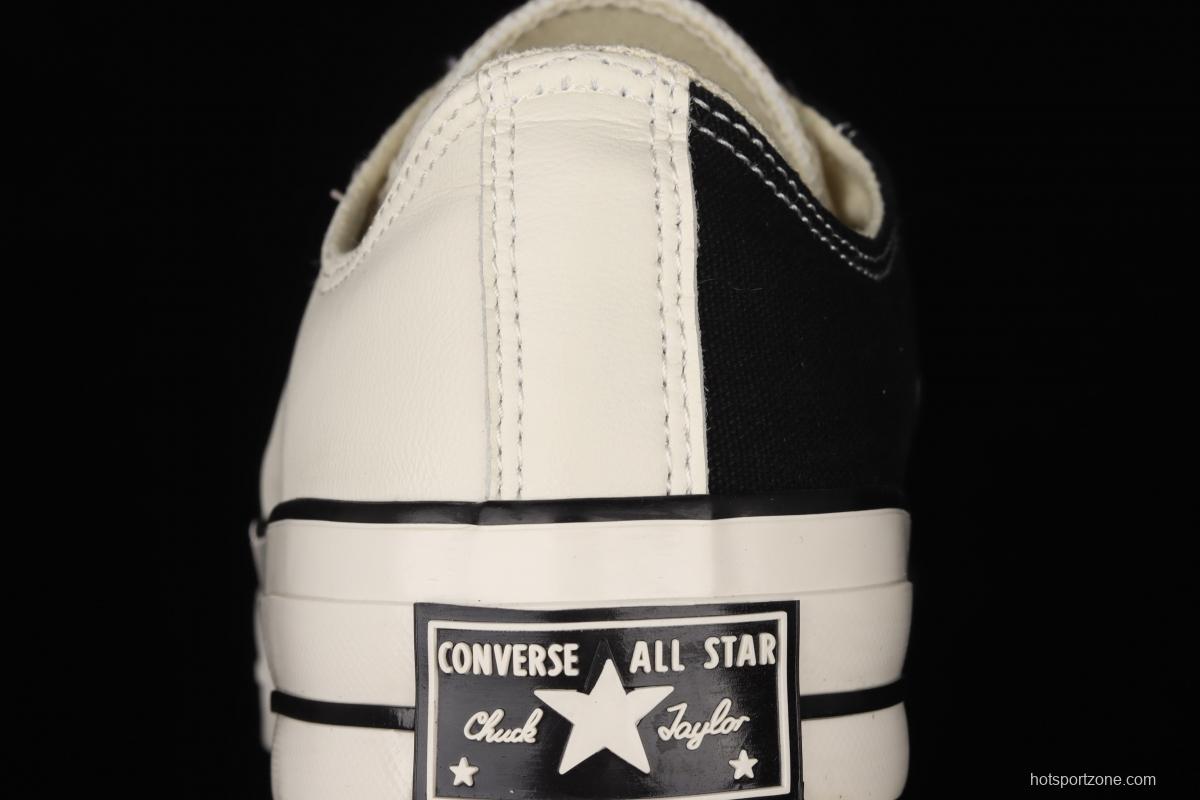 Converse Restructured Chuck 1970 White spliced black and white vulcanized low-top leisure sports shoes 168624C