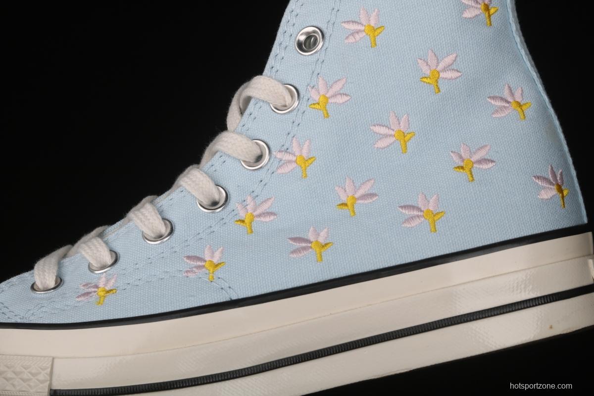 Converse 1970 Korean version milk blue floret high top leisure board shoes 570917C