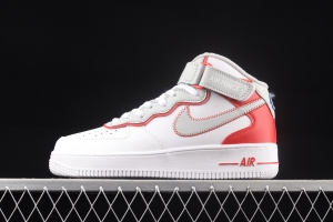 NIKE Air Force 1 Mid Athletic Club white and red medium top casual board shoes DH7451-100