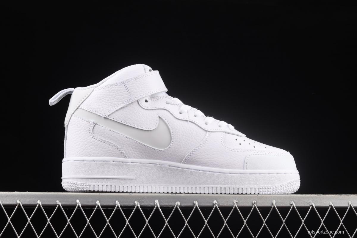 NIKE Air Force 1 Mid Premium all white reflective Zhongbang casual board shoes CU3088-606