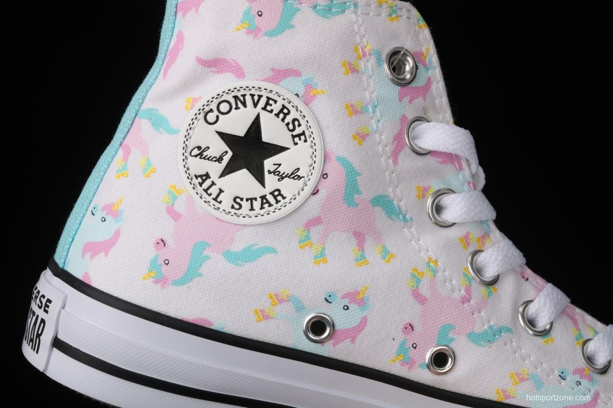 Converse Taylor Converse unicorn printed white high-top casual board shoes 669816C