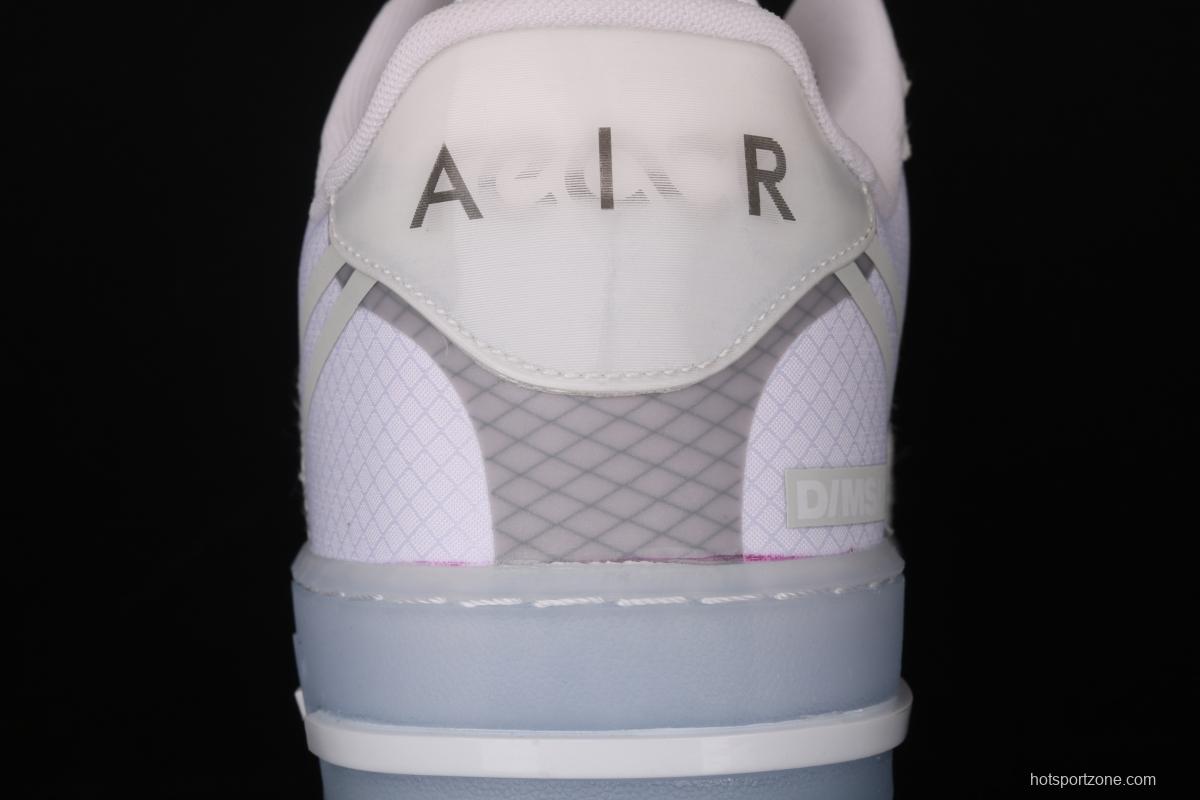 NIKE Air Force 1 React QS Light Bone Analysis of Ice Blue low Upper Board shoes CQ8879-100