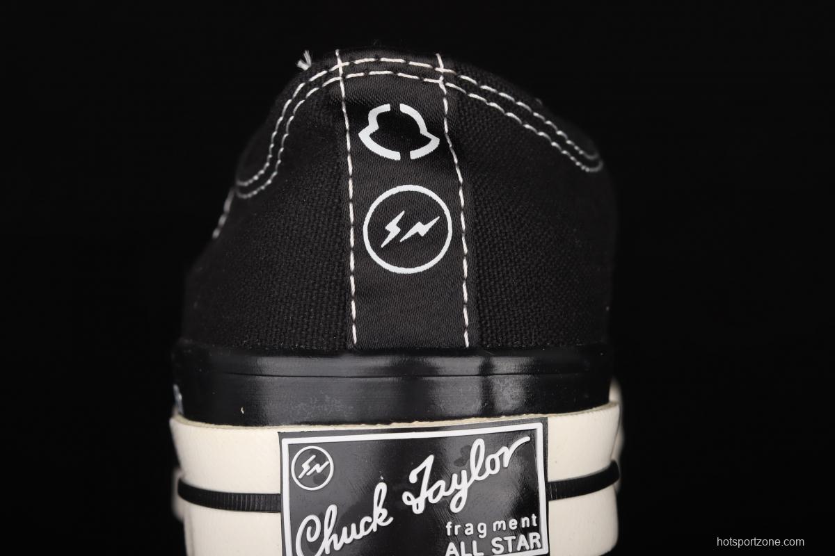 Fragment x Moncler x Converse 1970 S Fujiwara Hiroshi Fujiwara Lightning co-signed Chen Weiting the same black-and-white graffiti classic low-top canvas shoes 172320C