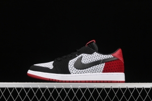 Air Jordan 1 Low knitted black and red low top basketball shoes 553558-116