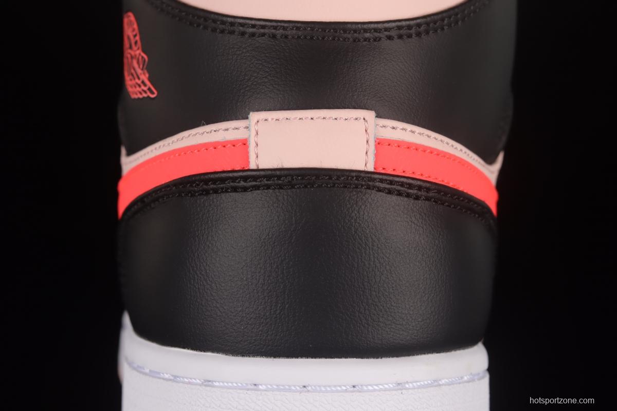 Air Jordan 1 Mid black powder mid-top retro basketball shoes 554725-604