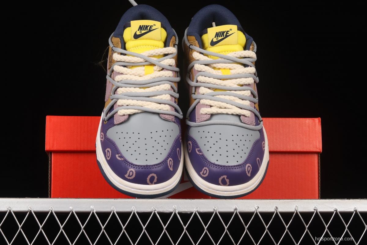 NIKE DUNK Low Retro Vibe style old deconstructed shoelace purple-brown beige white SB low-top sports leisure board shoes DD1391-700