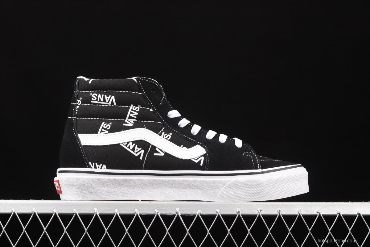 Vans SK8-Hi classic black and white letters logo high top casual board shoes VN0A4U3CTDW