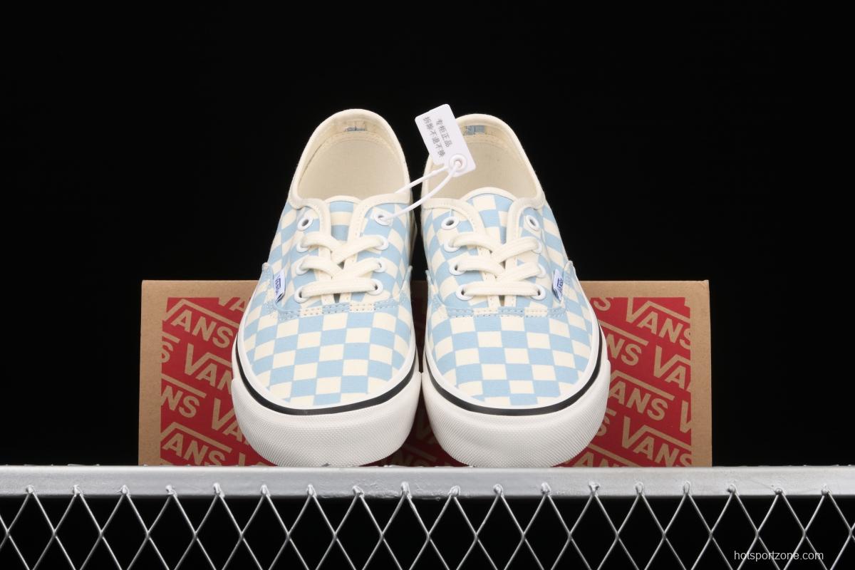 Vans Authentic 44 DX Anaheim milk blue and white checkerboard plaid low upper canvas shoes VN0A54F241J