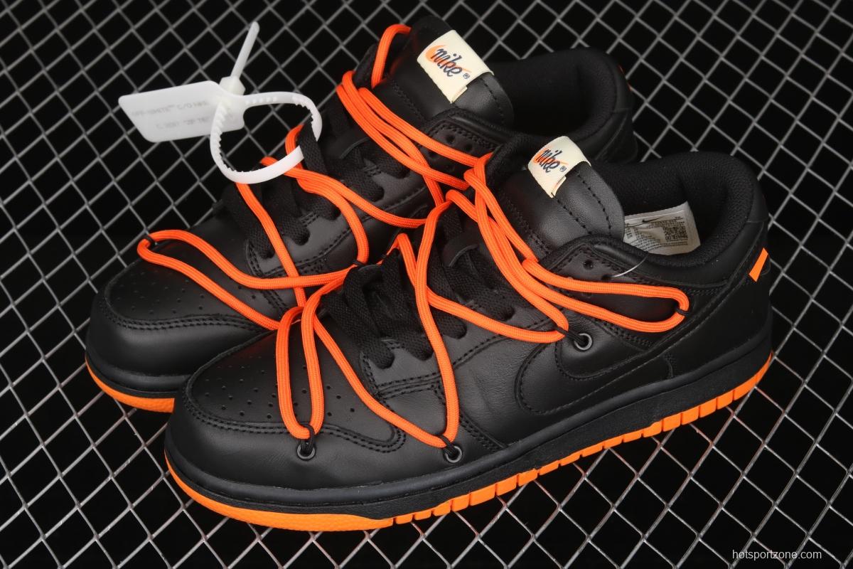 OFF-White x Futura x Nike DUNK Low Black Orange Tripartite name Black Orange Deconstruction Board shoes CT0856-005X