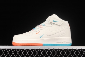 NIKE Air Force 1 Mid'07 Miami rice orange and blue medium-top casual board shoes MI9663-536