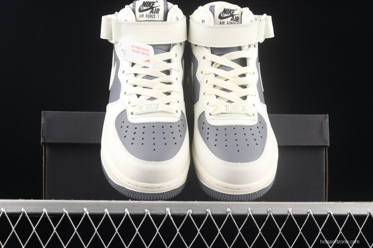 NIKE Air Force 1 Mid'07 Rice White Grey medium-top casual board shoes LZ6819-609