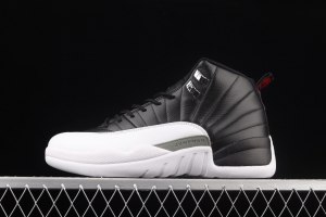 Air Jordan 12 Reverse Taxi 2 2 black and white silver buckle head genuine carbon basketball shoes 130690-001