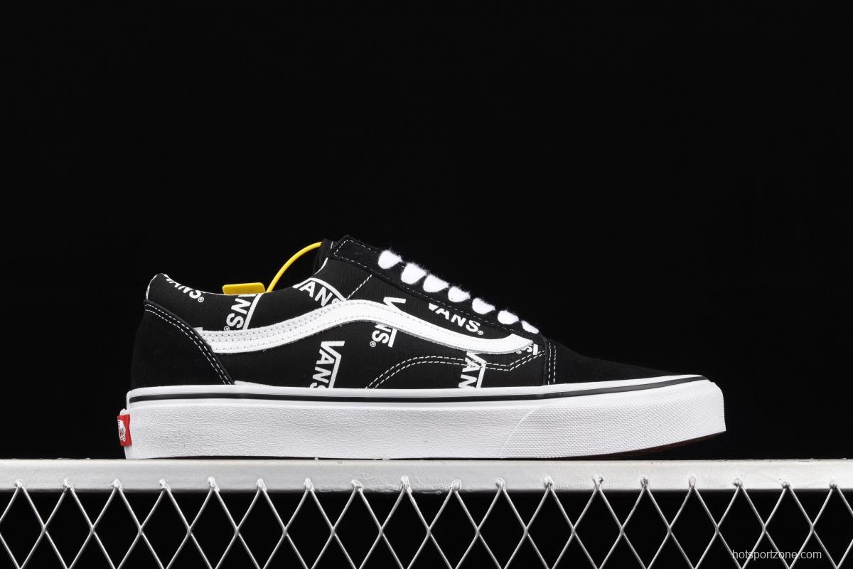 Vans Old Skool classic black and white LOGO letter printed low upper board shoes VN0A3WKTQW7