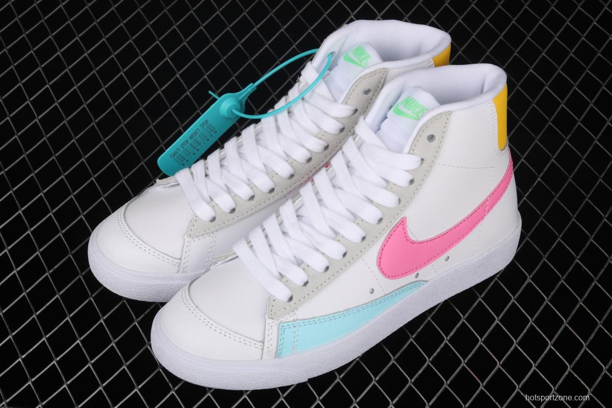 NIKE Blazer Mid'77 Vntg Suede Mix Trail Blazers engraved classic leather-faced candy-colored high-top board shoes DA4295-100