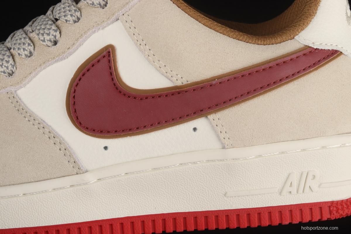 NIKE Air Force 1x07 SU19 rice white Chinese red suede low-top casual board shoes QZ3068-226