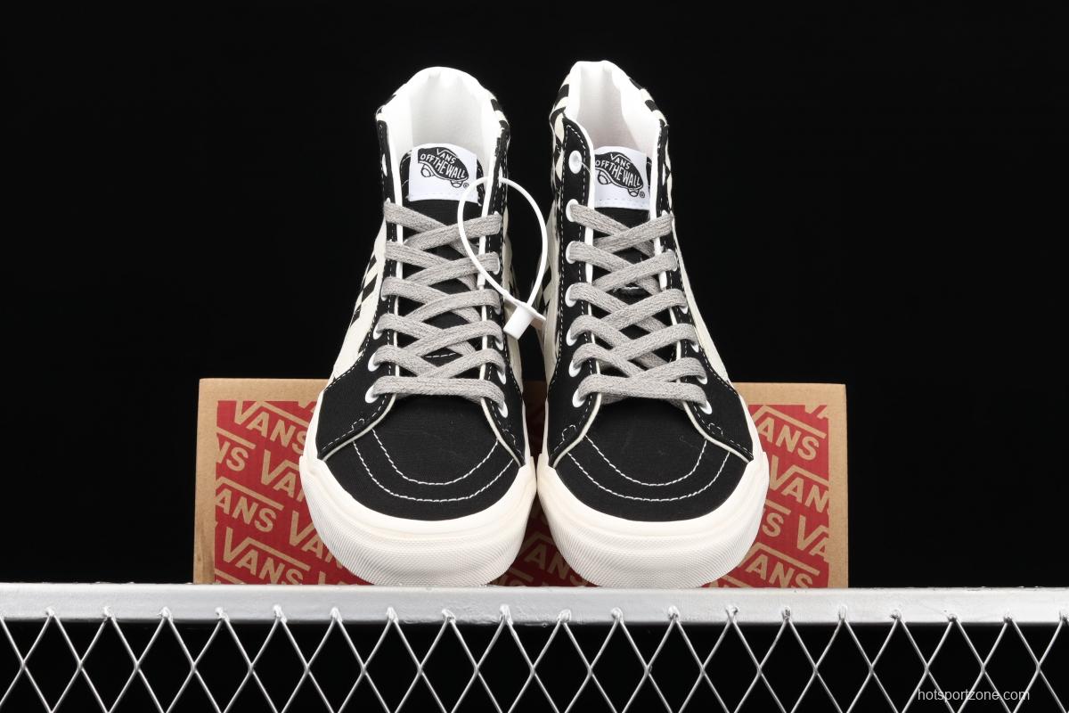 Vans Sk8-Hi Authentic black and white checkered high-top casual board shoes VN0A4RWY2BK
