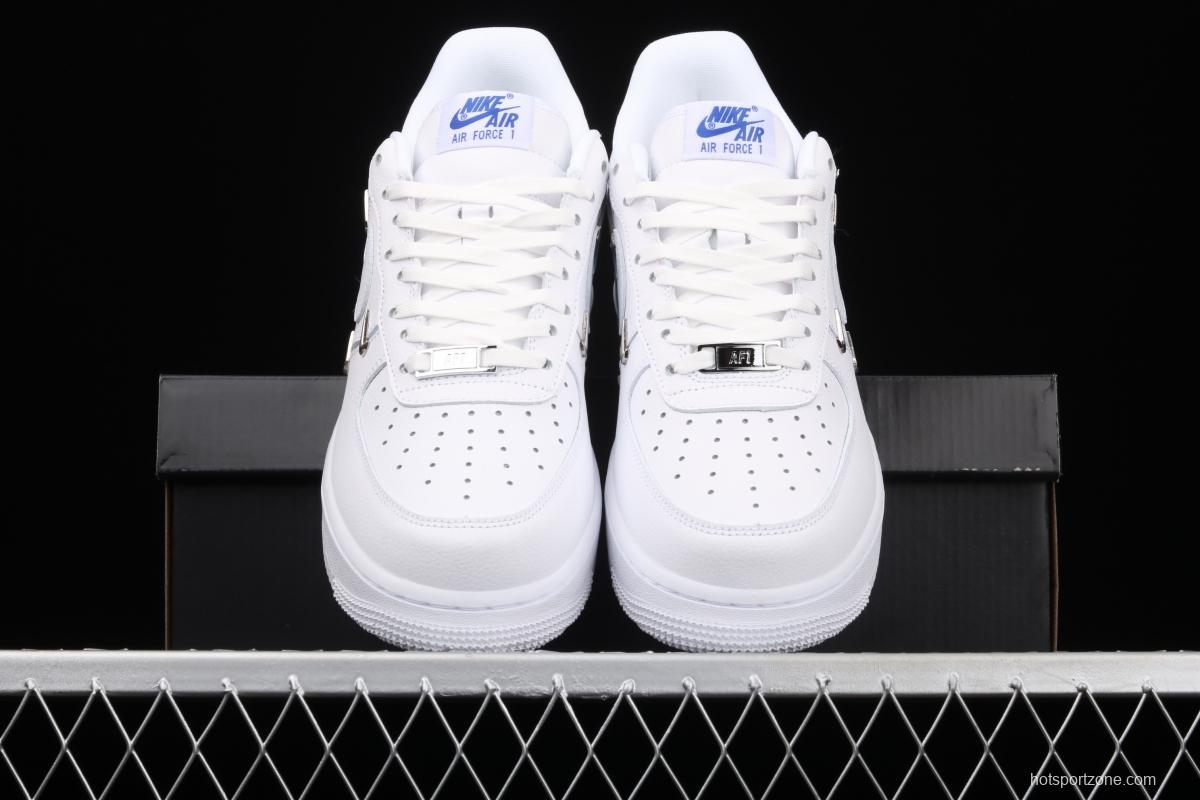 NIKE Air Force 11607 Low All white joint name small silver hook low-top casual board shoes CT1990-100