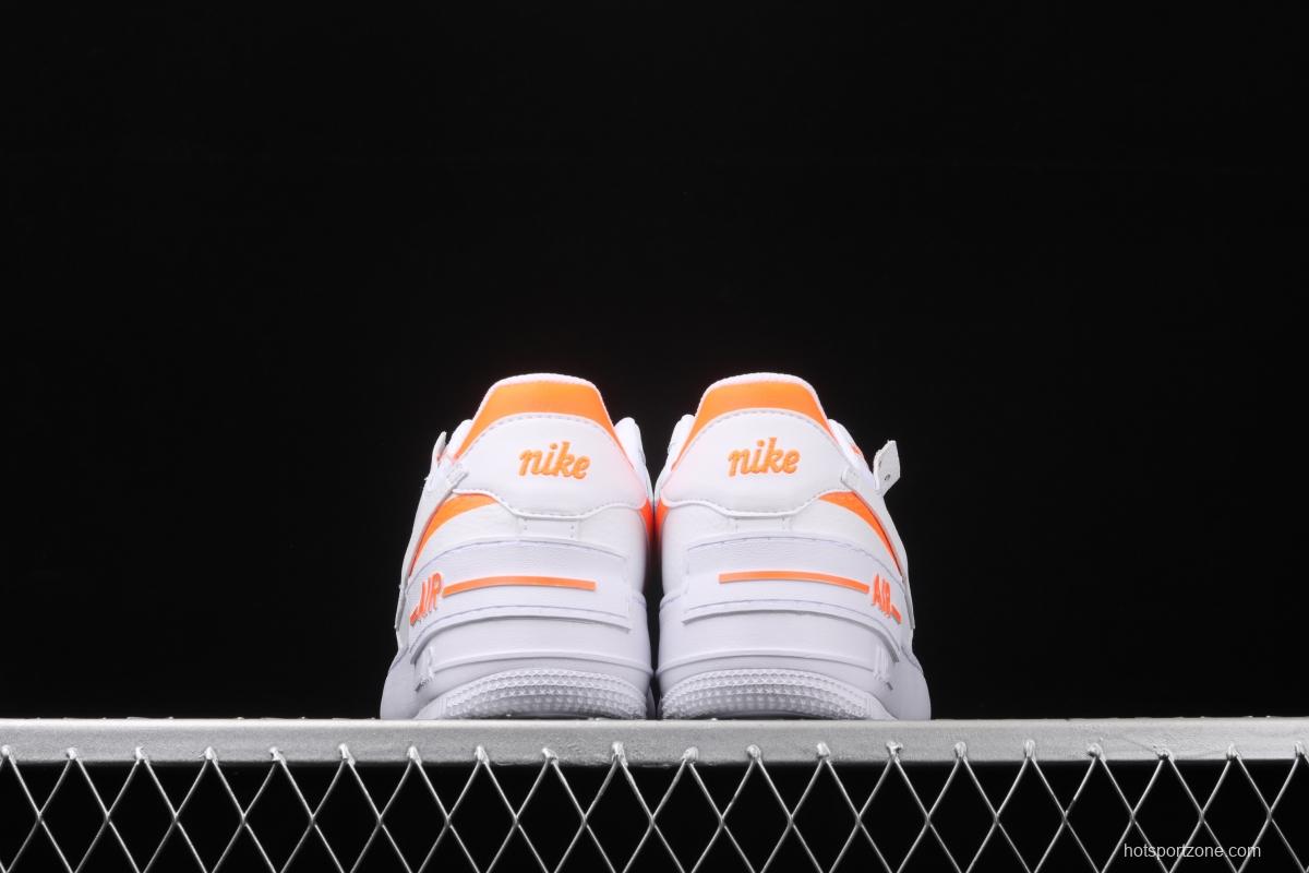 NIKE Air Force 1 ShAdidasow White Orange Light weight heightened low side White Board shoes CI0919-103