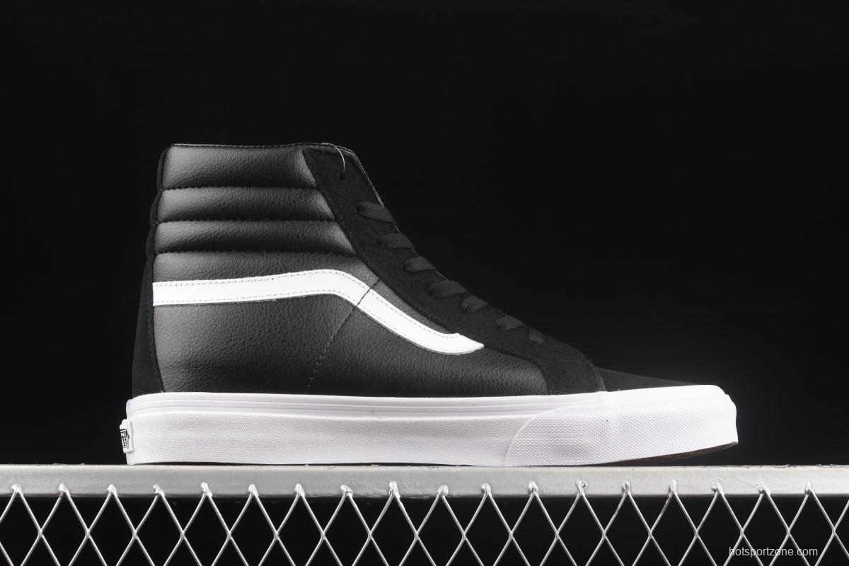 Vans Sk8-Hi black and white leather high-top casual board shoes VN0A4U3DNA0