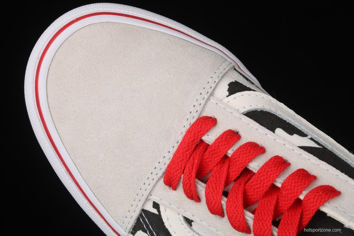 Vans Old Skool customized electric embroidery version of milk white cow low-side vulcanized skateboard shoes