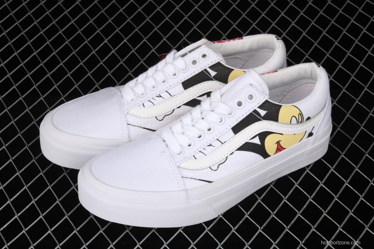 Vans Old Skool x Disney customized Mickey Mouse printed minimalist style low-top shoes VN000D3HY28