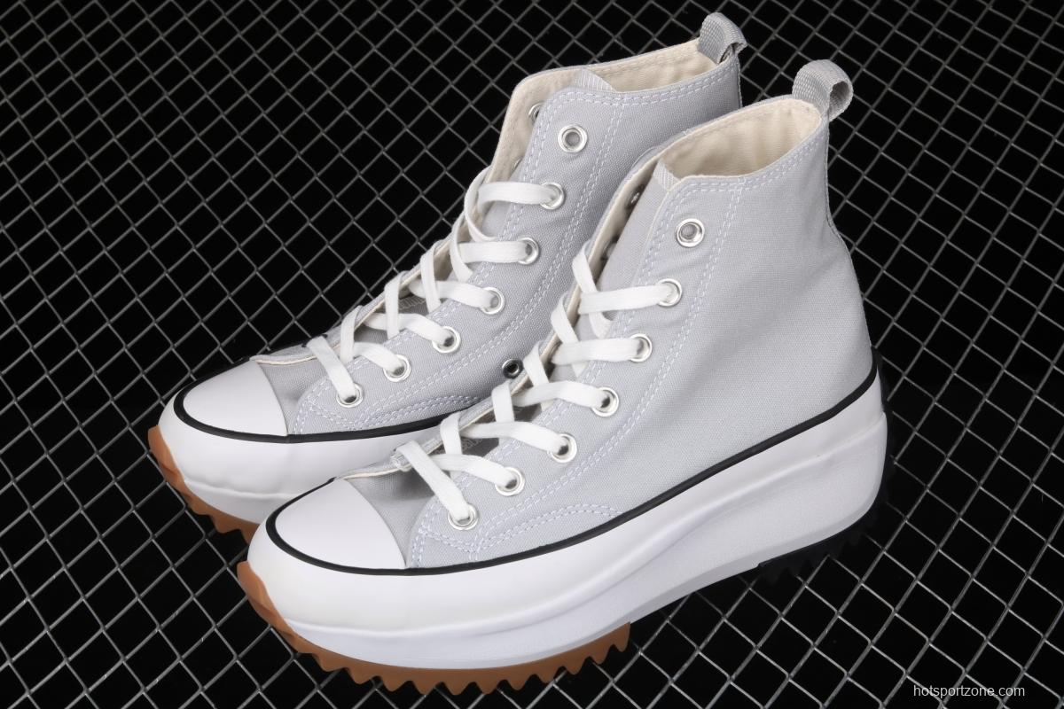 Converse Run Star x JW Anderson joint style grey high-top thick-soled canvas shoes 170552C